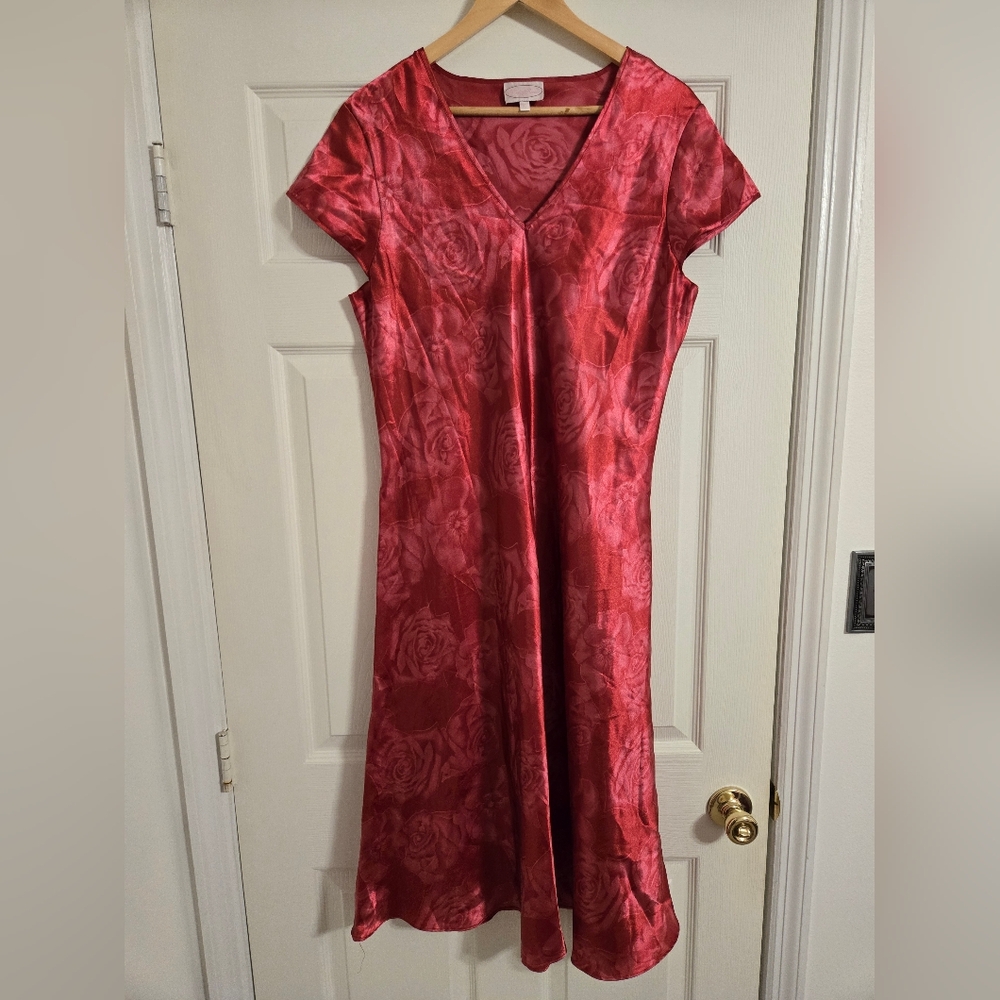 Bed of Roses red rose Bias Cut Nightgown Lingerie  size large